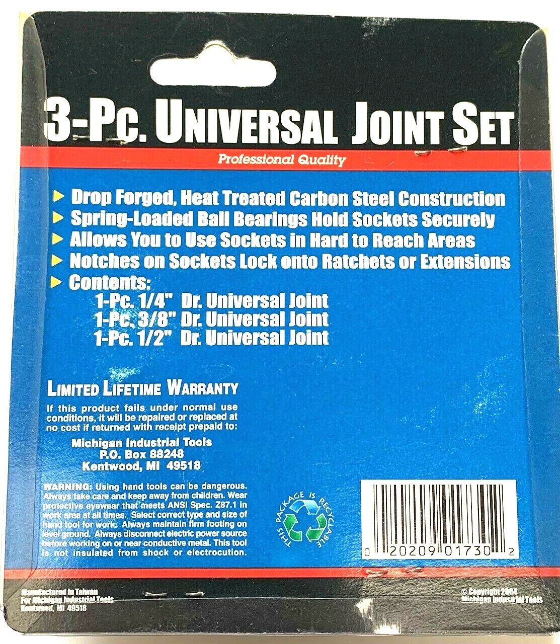 3 PIECE UNIVERSAL JOINT SET UNIVERSAL SOCKET 1/4″, 3/8″, & 1/2″ DRIVE MIT #1730