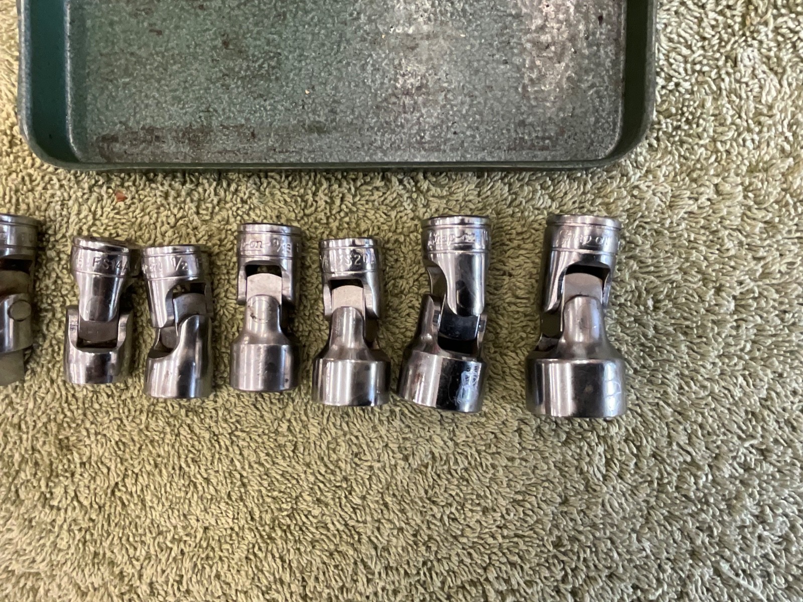 Vtg Snap-on 6 Piece 3/8″ Drive 6 Apt. Swivel Socket Set 7/16-3/4