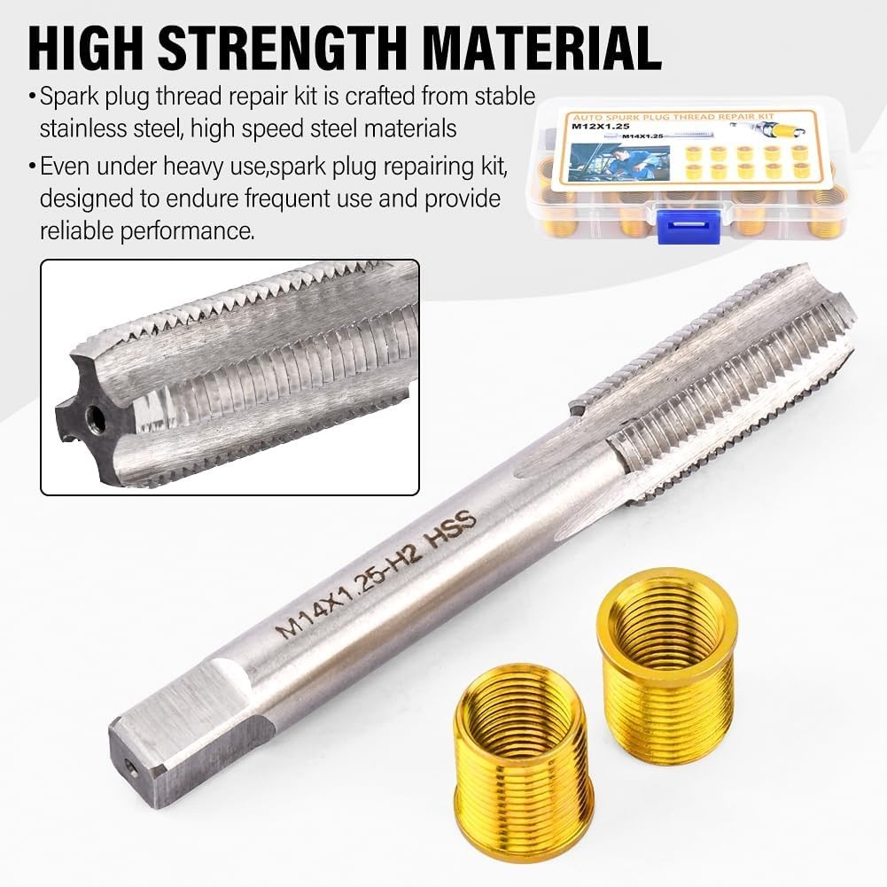 12Mm X 1.25 Helicoil Kit, m12x1.25 Spark Plug Thread Repair kit 12 Insert m…