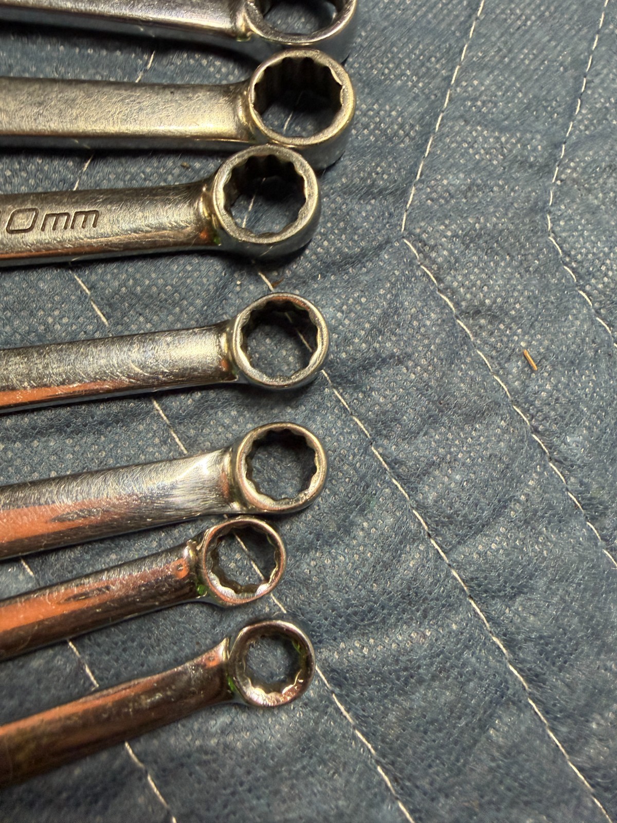 7 pc Snap-On USA Metric Mid Length 12-point Metric Combination Wrench Set OEXM