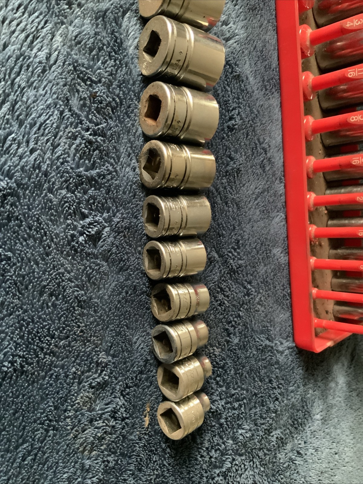 Snap On 3/8” Drive Deep And Shallow Socket Set, Sae, 6pt…..see Pics For Sizes….