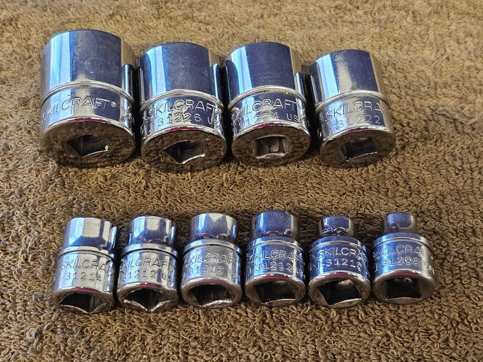 10 Skilcraft J31228 Socket Set 3/8 Drive Sae 7/8 13/16 3/4 11/16 7/16 1/4″ USA