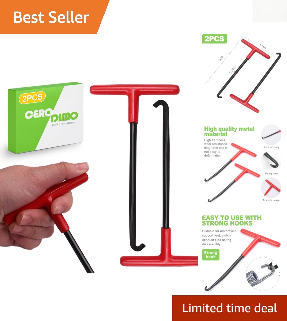Heavy-Duty Spring Puller Tool Set for Dirtbikes and Trampolines – 2 Pieces