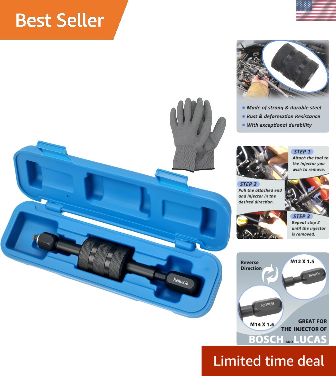 Diesel Injector Puller Tool with Slide Hammer, Common Rail Injector Remover w…