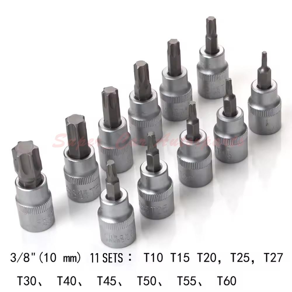 34pcs Torx Star Sockets & Bit Set Male Female E-torx Security Bits 3/8 Drive