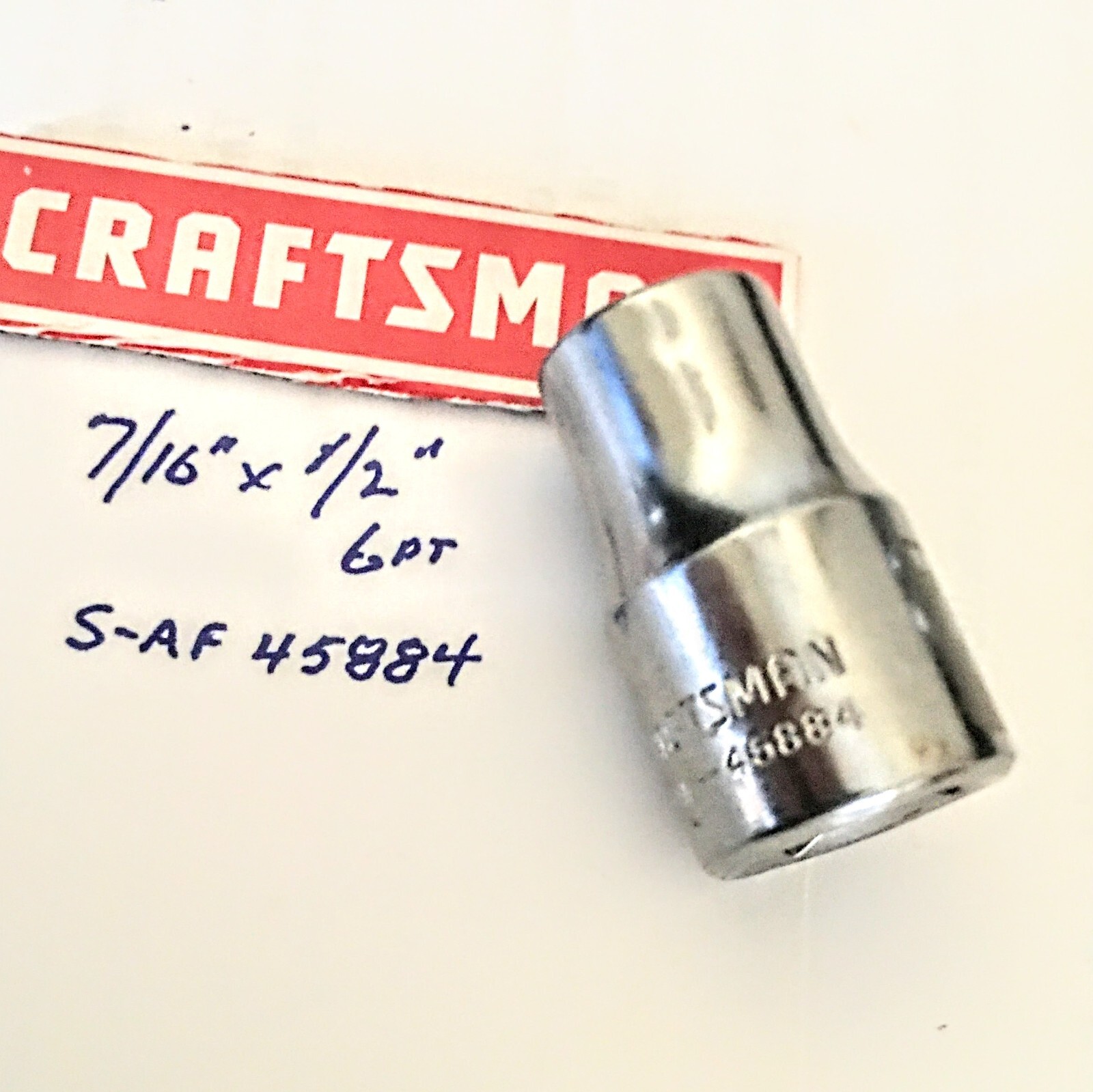 Craftsman 7/16″ x 1/2″ Dr Socket – S-AF 45884- 6 Point – Free USA Shipping