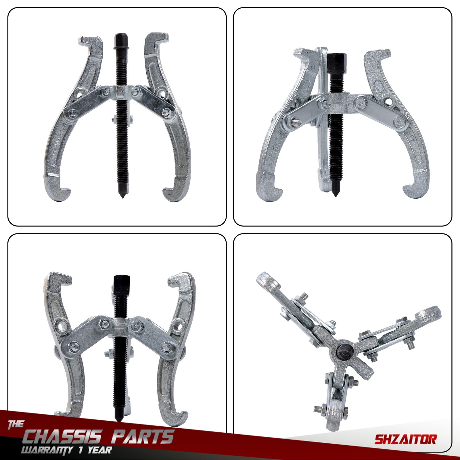 4 Pcs Bearing Puller for Pulley Gear Bearing 3“ 4” 6“ 8” 3 Jaw Puller Tool Kit