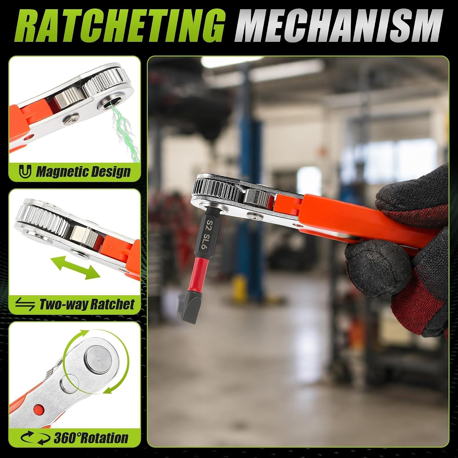 Magnetic Socket Set with Mini Ratchet Wrench, Extension Bars
