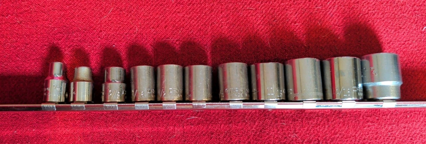 Mixed USA Made 3/8 SAE Socket Set Craftsman Proto Napa 1/4 – 7/8 Inch No Skips