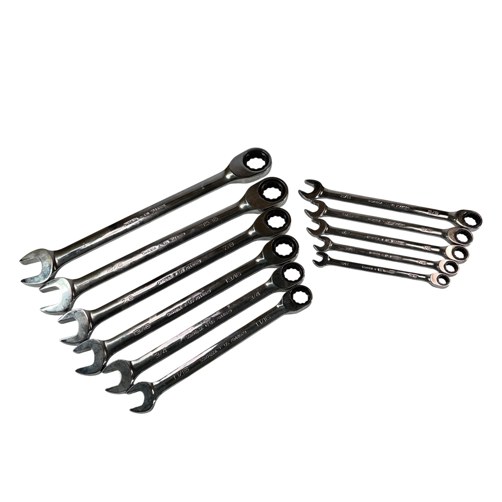 Snap-on Tools 11pc SAE Flank Drive Non-Reversible Ratcheting Combo Wrench Set