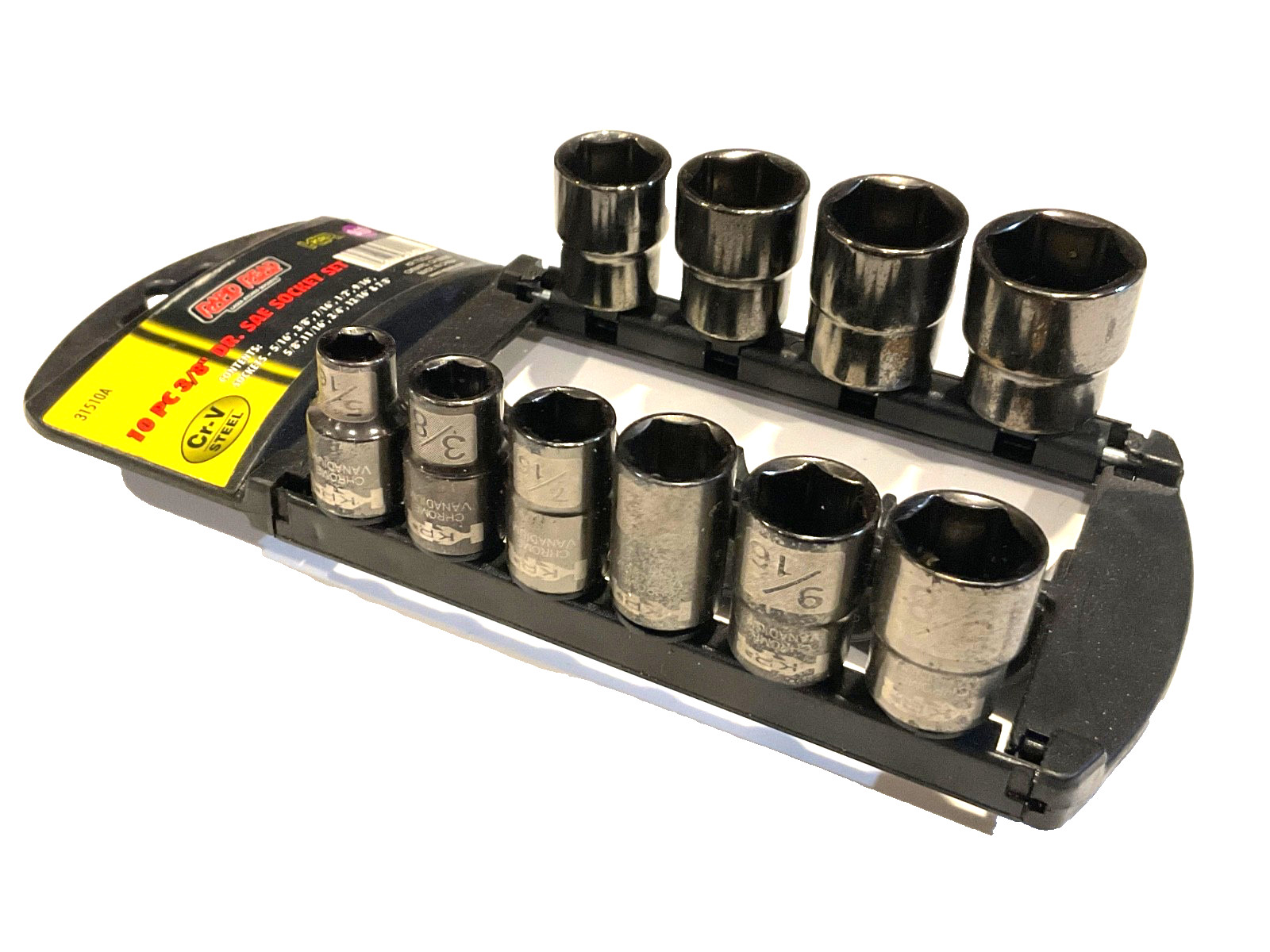 10-pc. KR TOOLS 3/8” DRIVE SAE SOCKET SET, RAPID READ, 31510A