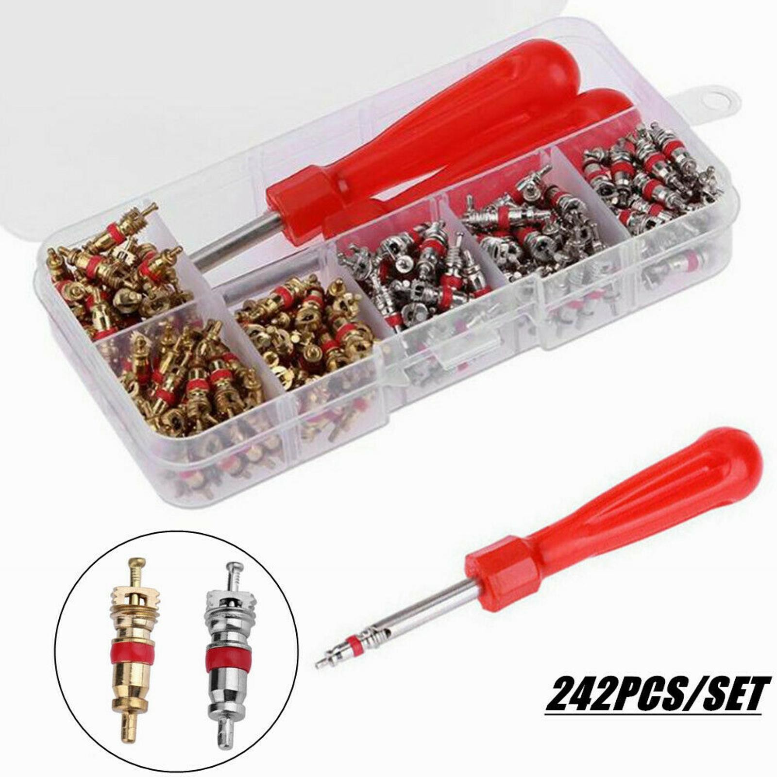 242PCS Car A/C Air Conditioning R134a Valve Core Assortment Remover Tool Kit I