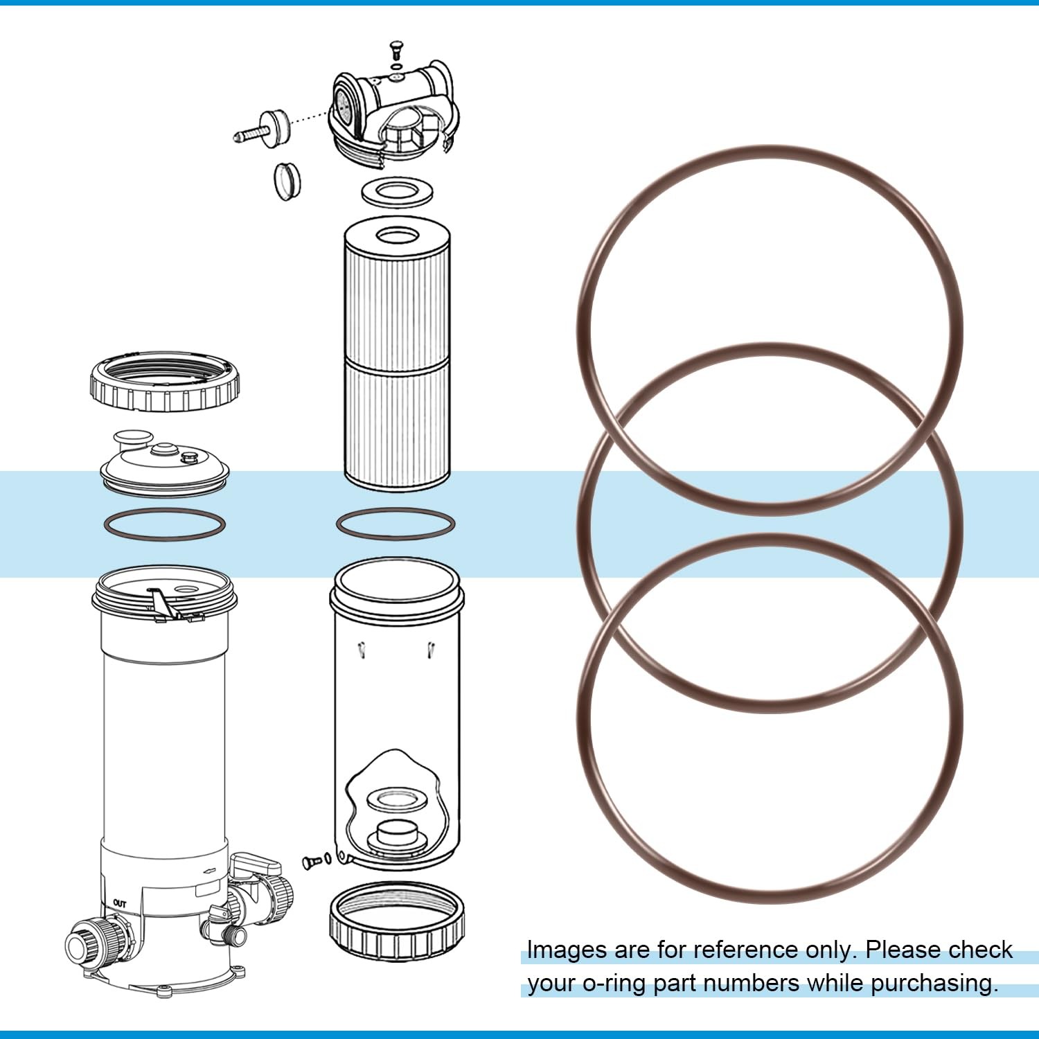 3-Pack R172240,R172223 O-Rings for Pentair Pool Spa Chlorinator Chemical Feeder