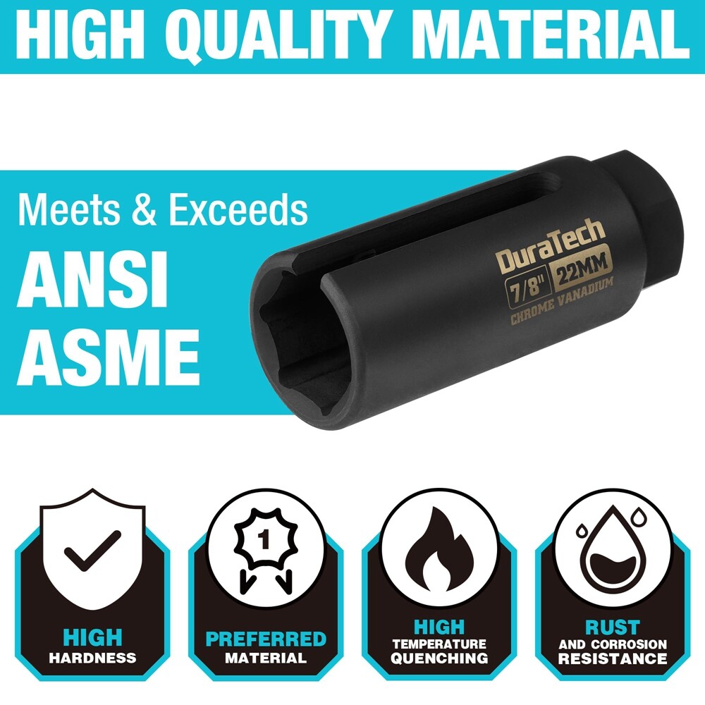 7/8″ 22mm O2 Oxygen Sensor Socket Wrench Remover 3/8″ Dr Installer Sensor Socket
