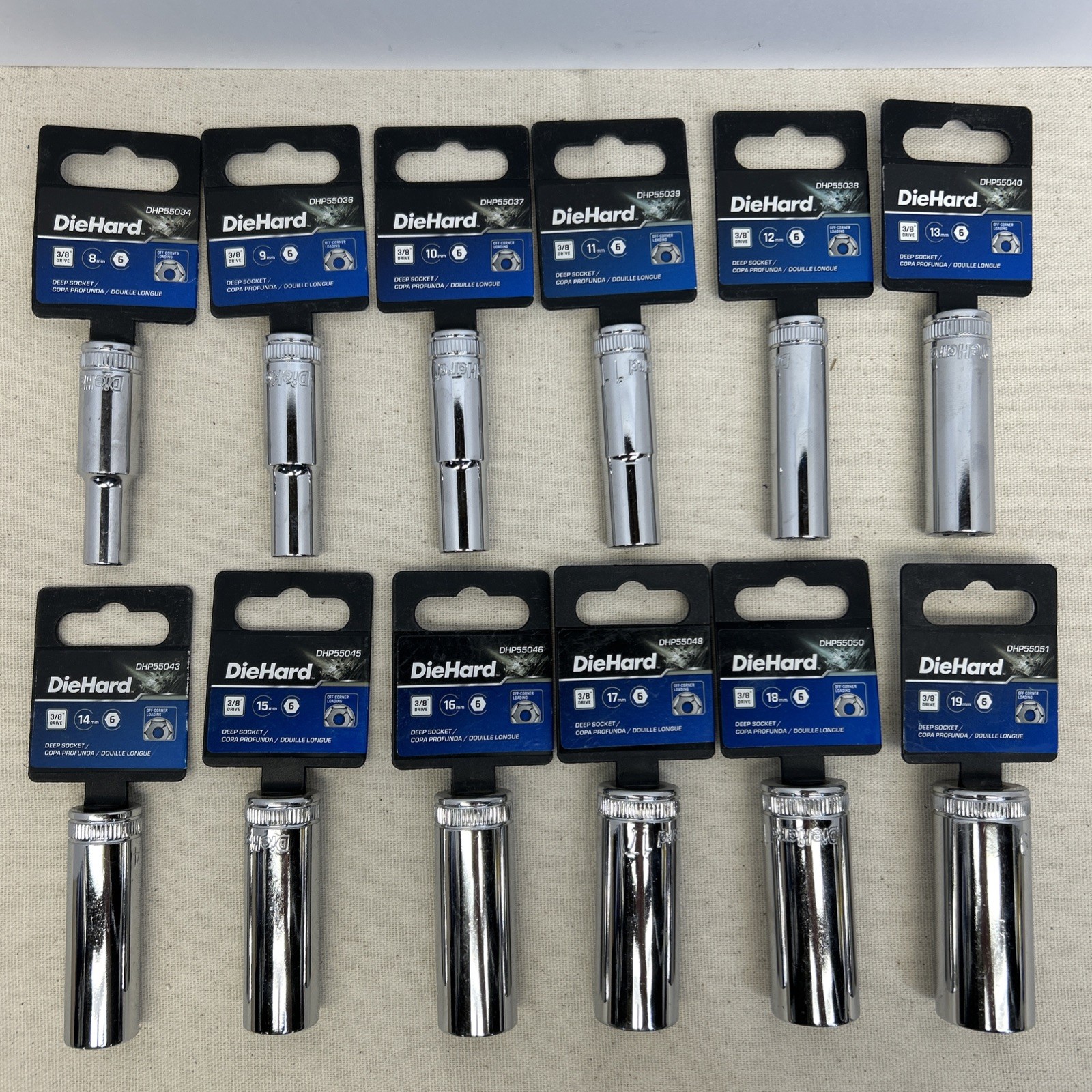 Diehard 3/8 Drive Metric 12pc Deep Well Socket Set 8mm-19mm