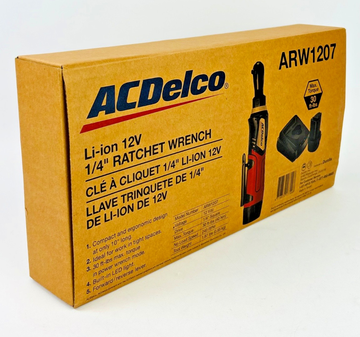 ACDelco G12 12V 1/4″ Cordless Ratchet Wrench 30 ft-lbs ARW1207