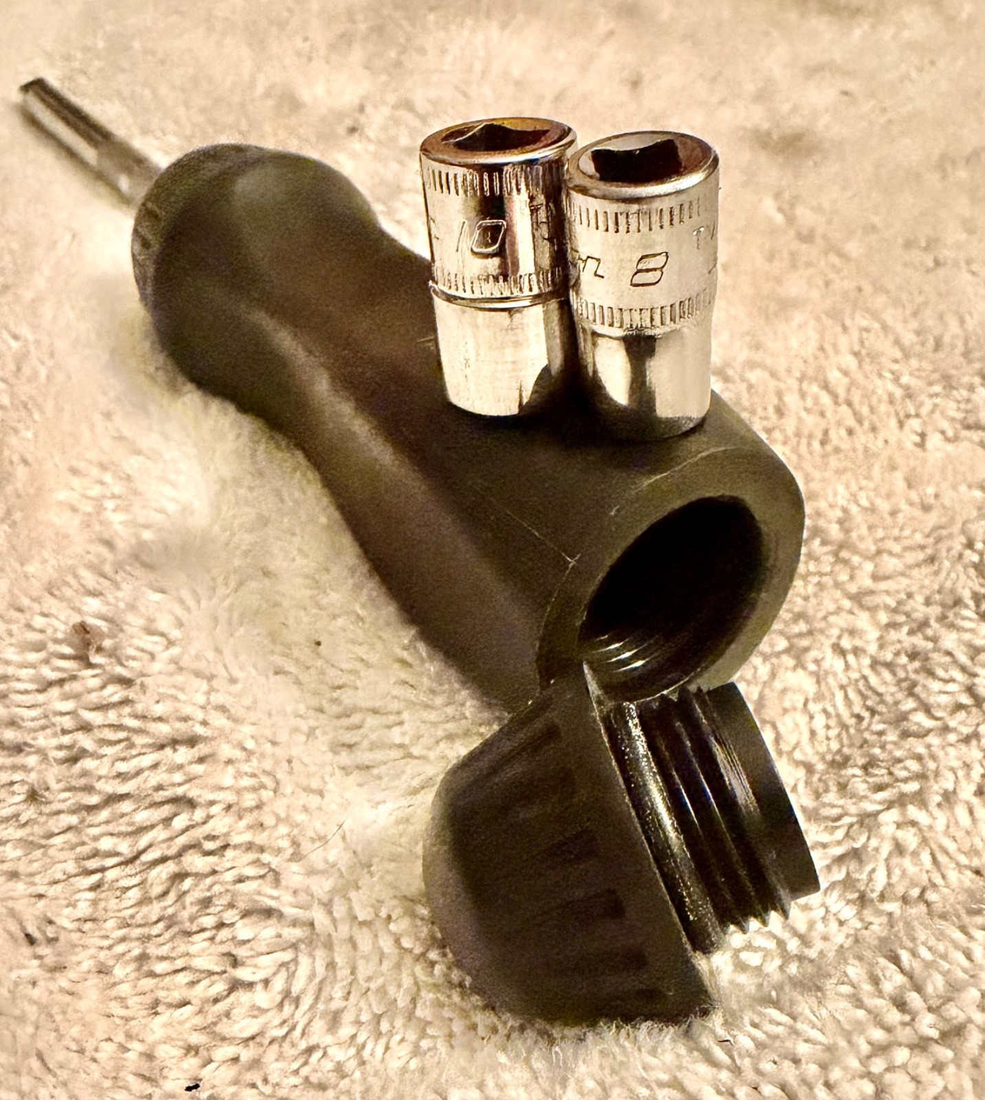 Snap-on TMR4 1/4″ Ratcheting Driver Black Hard Handle + 8mm TMM8 10mm TMM10 Sock