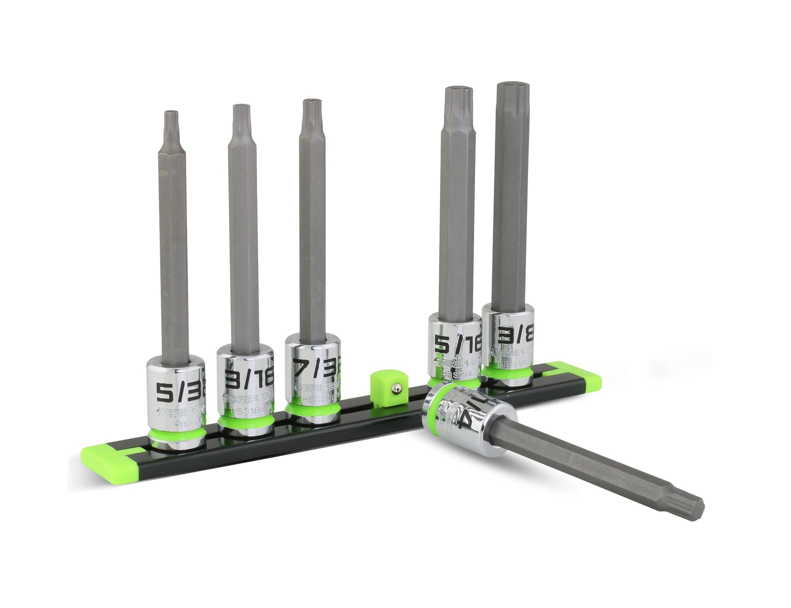 GRIPEDGE HEX Bit Socket Set | 6-PC – 3/8» Drive Long SAE RPT Hex Driver Set …