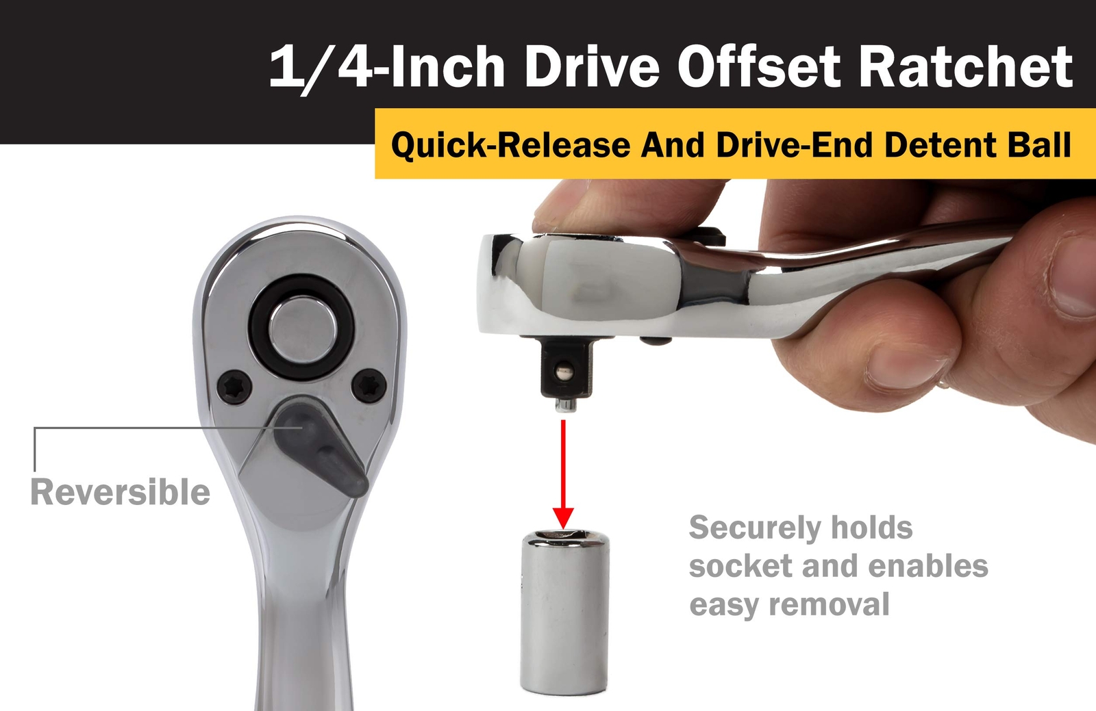 Titan Tools 1/4 in. Drive Quick-release Offset Ratchet (12042)