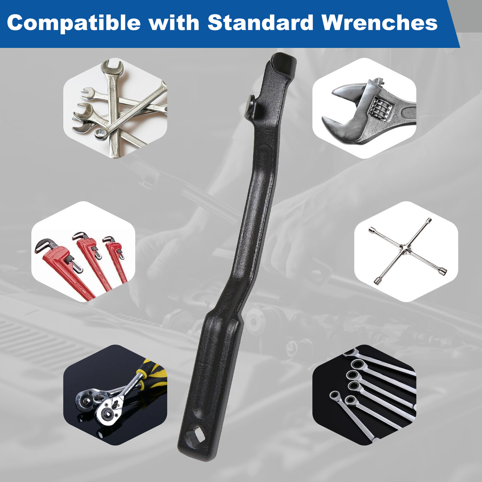 Wrench Extender & Wrench Extender Tool Bar Set 1/2″ Drive 13.5″ Wrench Extension