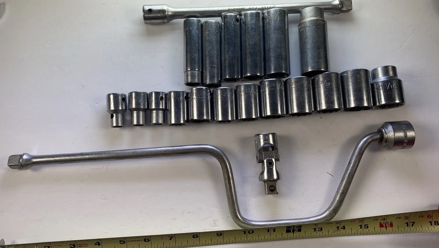 Vintage Fairmount USA Socket Set Lot 21 Pc Deep Std Handles SAE
