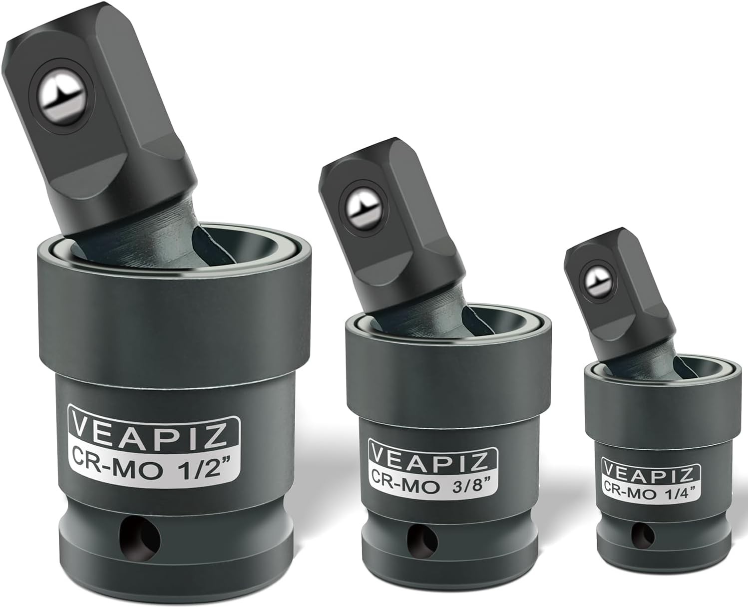 3PCS Impact Universal Joint Socket Swivel Set 1/4 3/8 1/2 Drive Cr Mo Steel