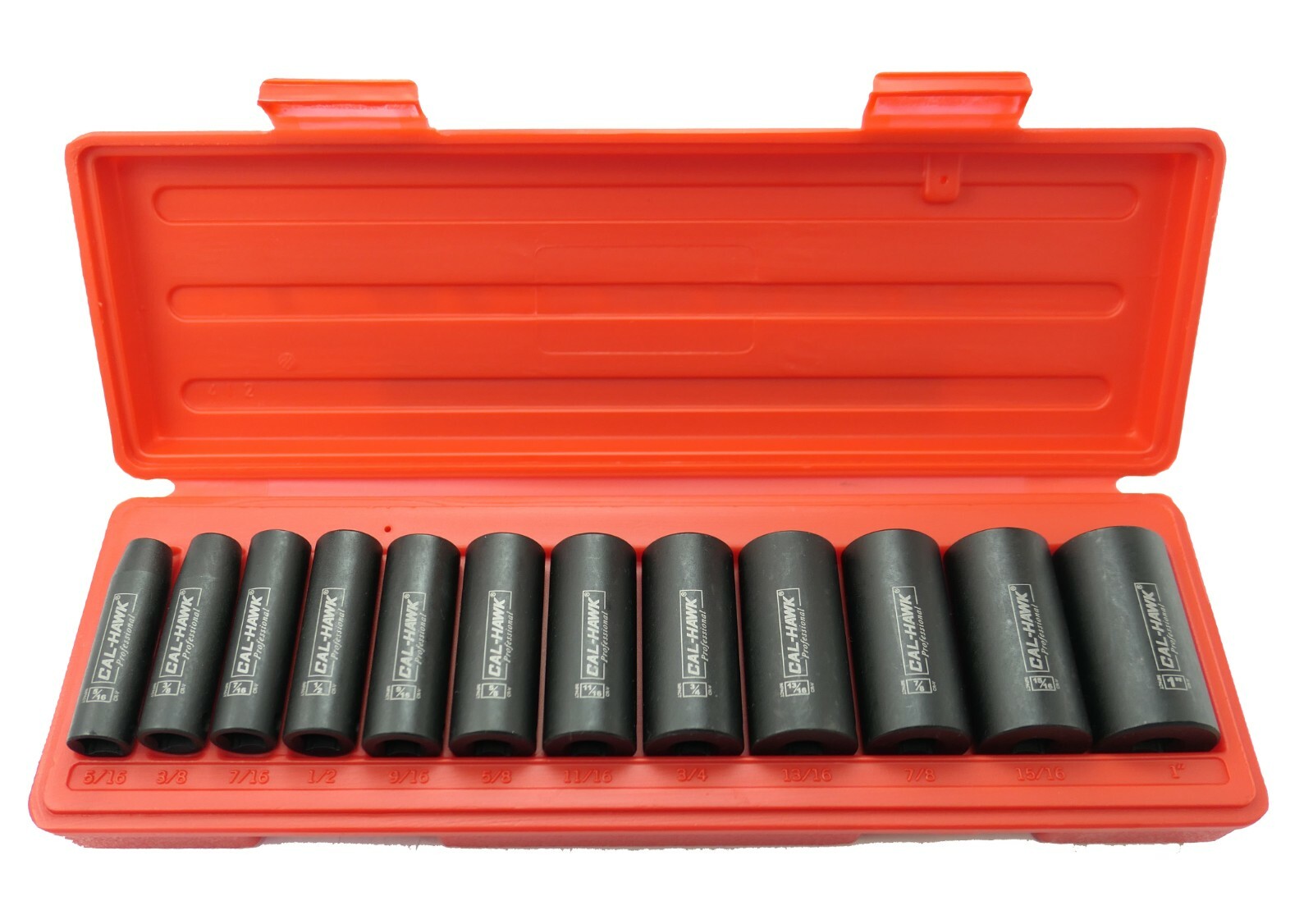 12 pc 3/8″Dr. 6 POINT SAE Deep Impact Socket Chrome Vanadium CRV Set