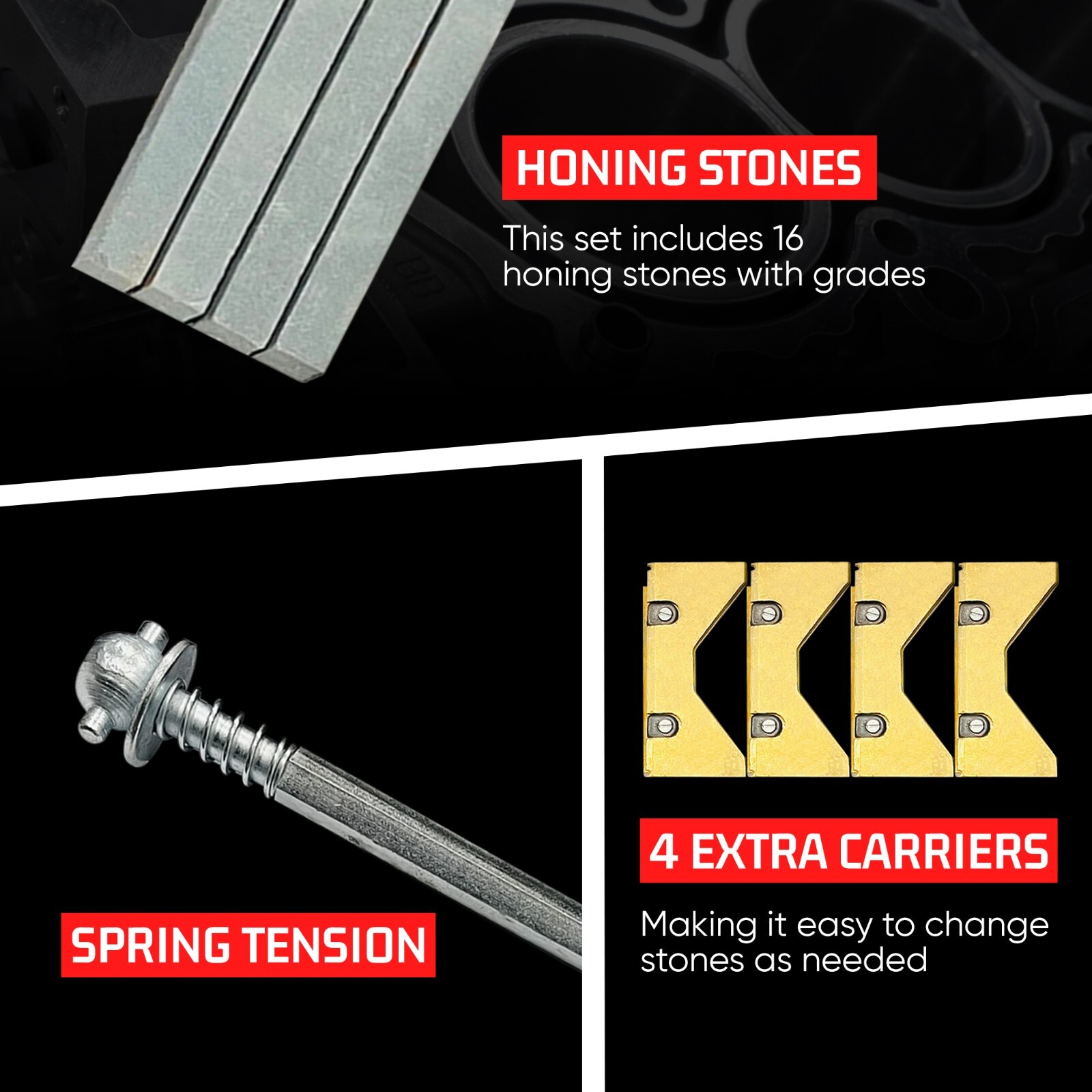 Cylinder Engine Hone Kit 2-1/2″ To 5-1/2″ Honing Machine + 4 Grit Stones