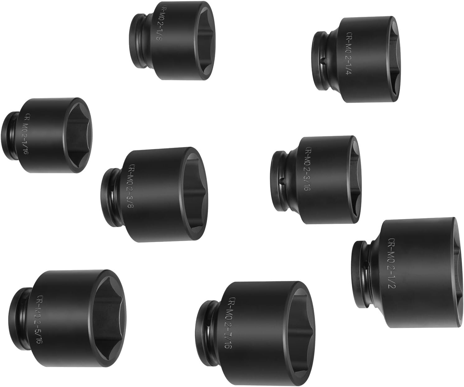 3/4″ Drive Spindle Axle Nut Impact Large Socket Set,2-1/16″ to 2-1/2″, 6-Point