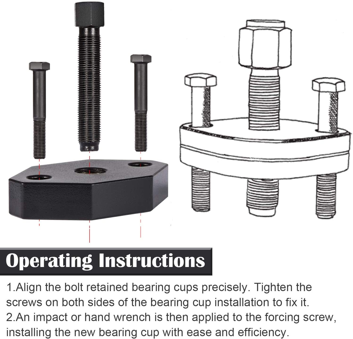 Heavy-Duty 10102 Universal U Joint Puller Tool + 5192 Bearing Cup Installer Tool