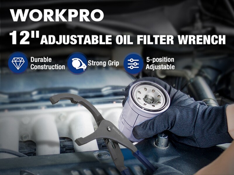 WORKPRO 12″ Oil Filter Wrench Oil Filter Removal Tool Adjustable OilFilter Plier
