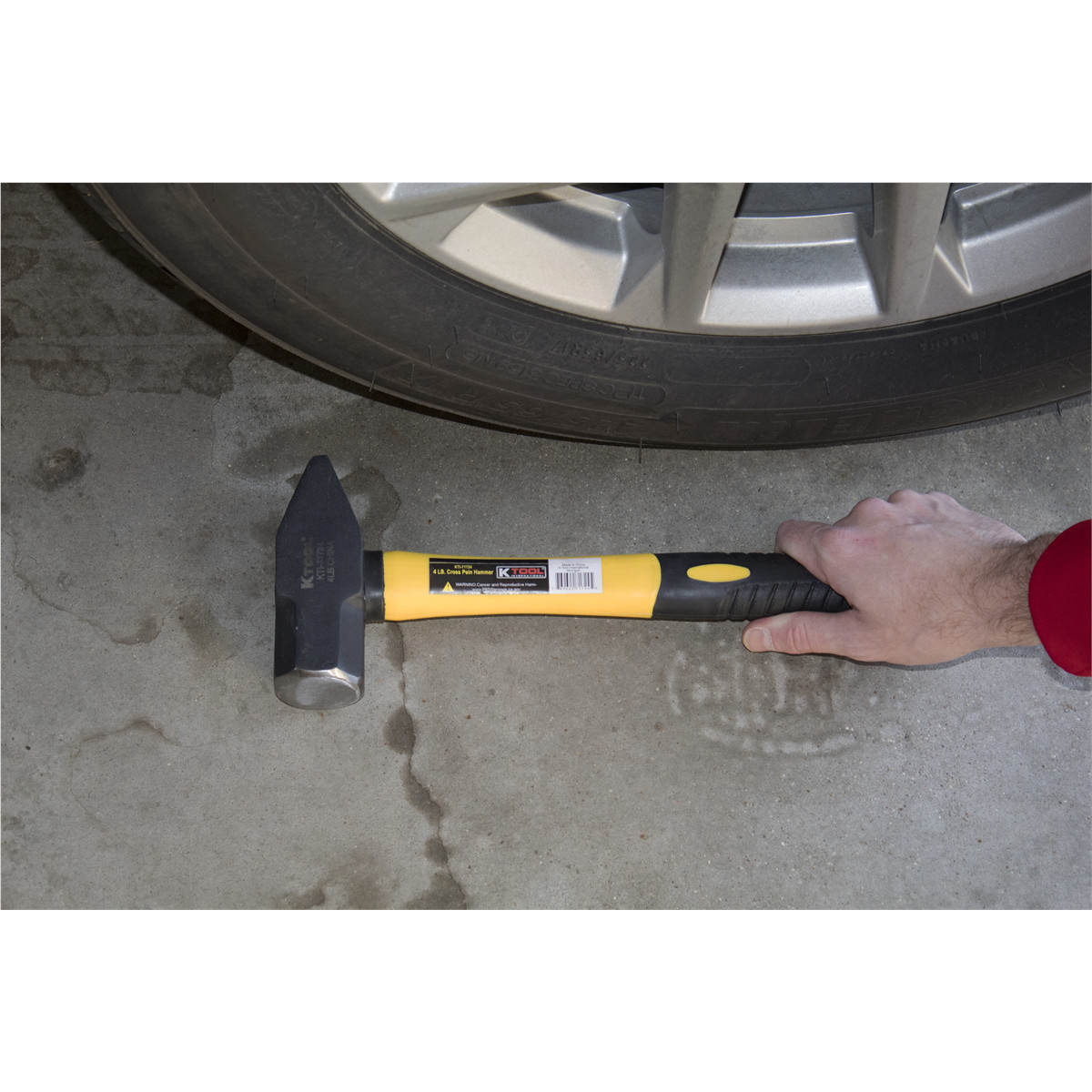 K-Tool 71724 4lb Cross Peen Hammer w/ Fiberglass Handle, Length 15-1/4″