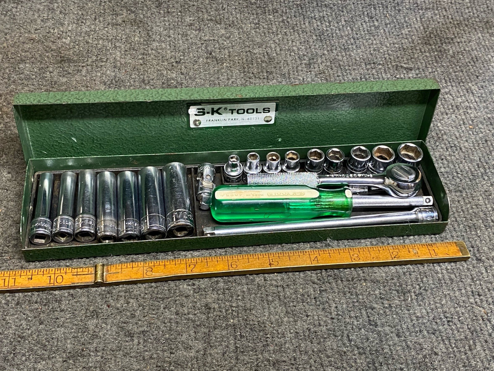Vintage S-K Tools 4921 1/4″ Drive 21pc Socket Set With Original Paper SAE