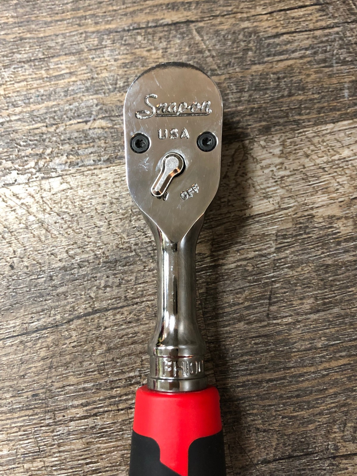Snap On FH100 3/8″ Dr 100 Tooth Standard Fixed Ratchet Red Soft Grip FAST Ship!
