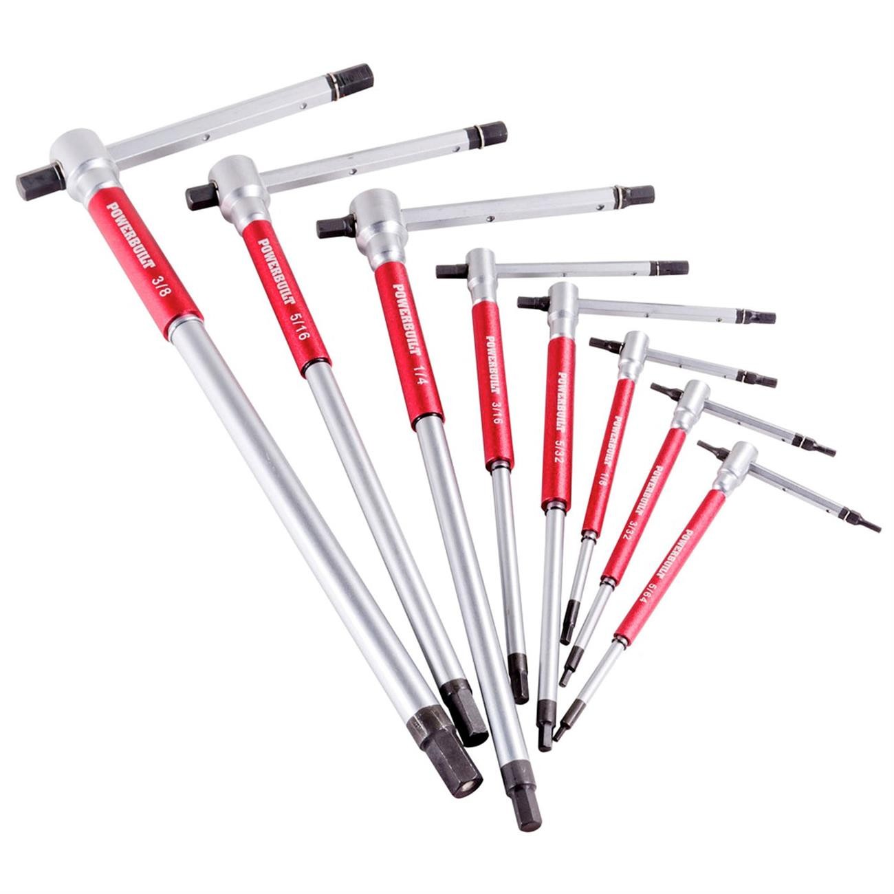Powerbuilt 941644 T-Handle Hex Key Wrench Set, SAE, 8 Piece