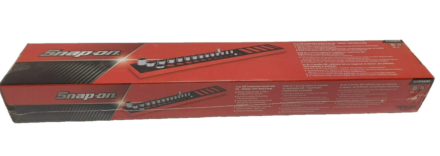 New Snap-on™ 3/8″ dr 17pc 1/4″ thru 1″ Foam Semideep Foam Socket Set with Extras