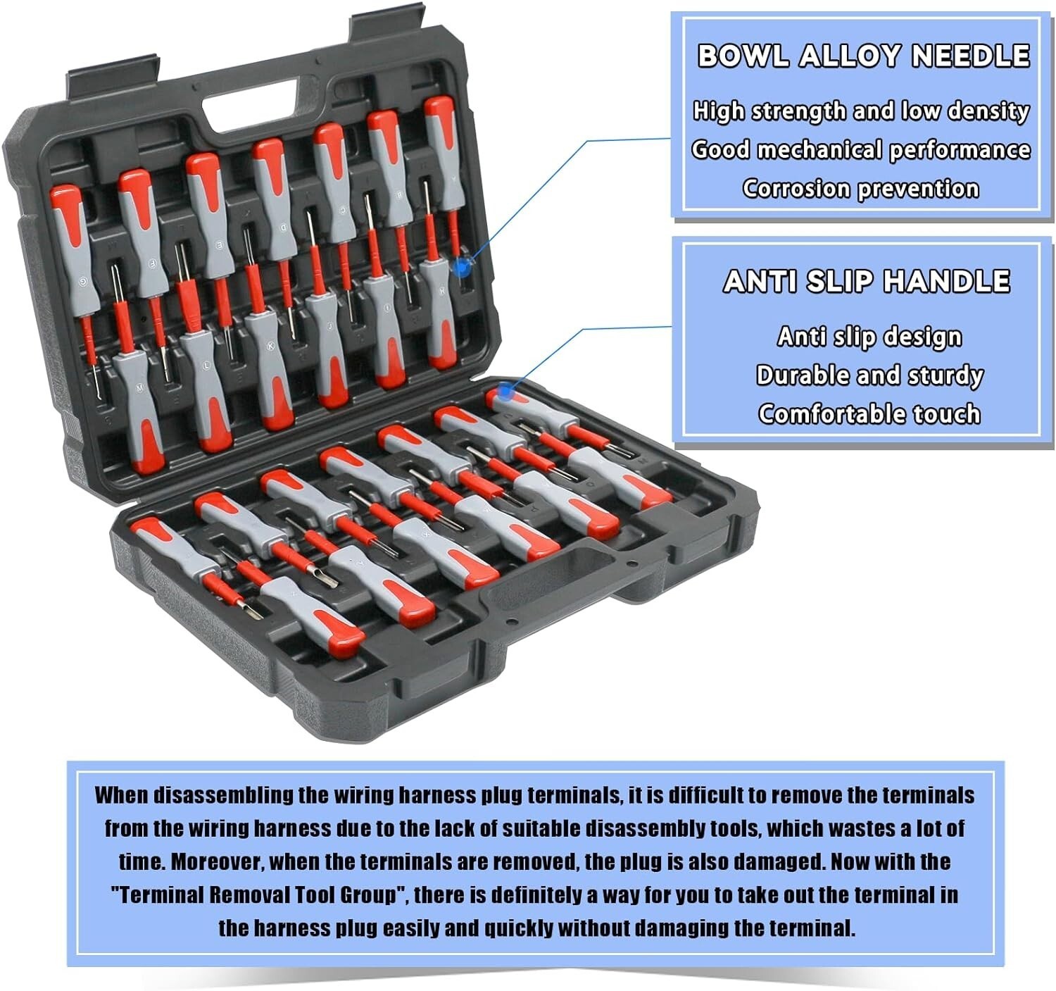 26 Pcs Terminal Removal Tool Kit Vehicle Wire Harness Pin Connector Release Tool