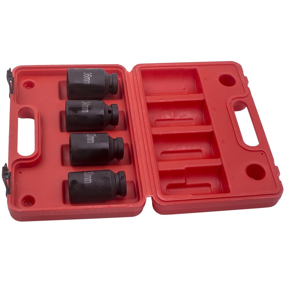 4PCS 1/2″ Drive Spindle Axle Nut Socket 12 Point 30mm 32mm 34mm 36mm Remover