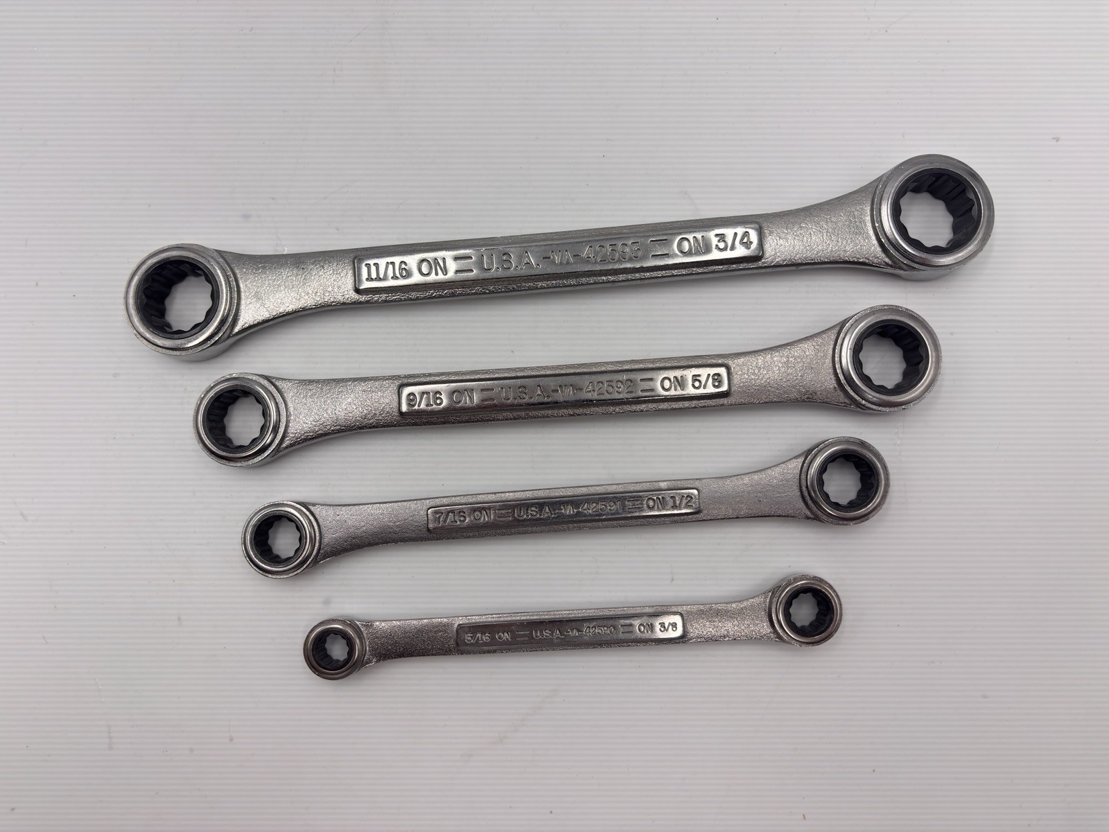 Craftsman Double Box End Ratcheting Wrench Set VA 42593 Vintage Made In USA