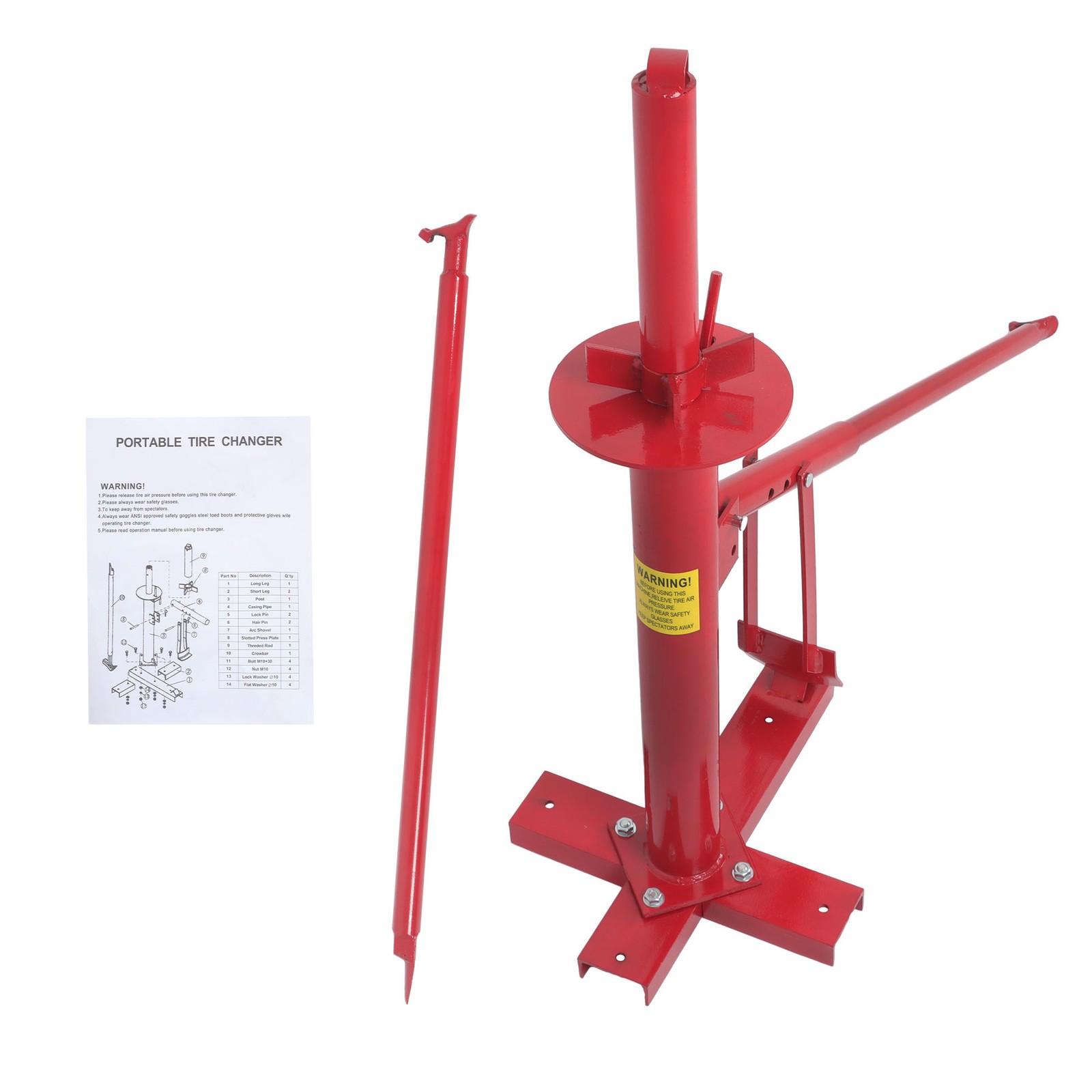 For 8″ to 16″ Portable Hand Tool Tire Bead Breaker Manual Tire Changer