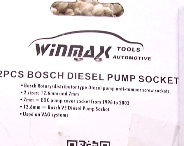 2 Piece Winmax 1/2″ Drive Bosch Diesel Pump Sockets 12.6mm & 7mm New
