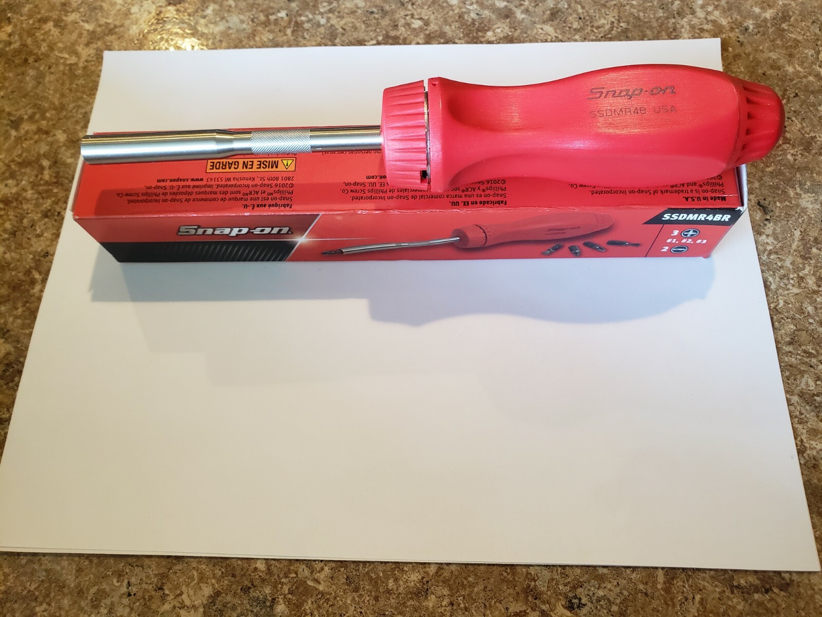 Snap-on Tools NEW RED Hard Handle Ratcheting Screwdriver SSDMR4BR