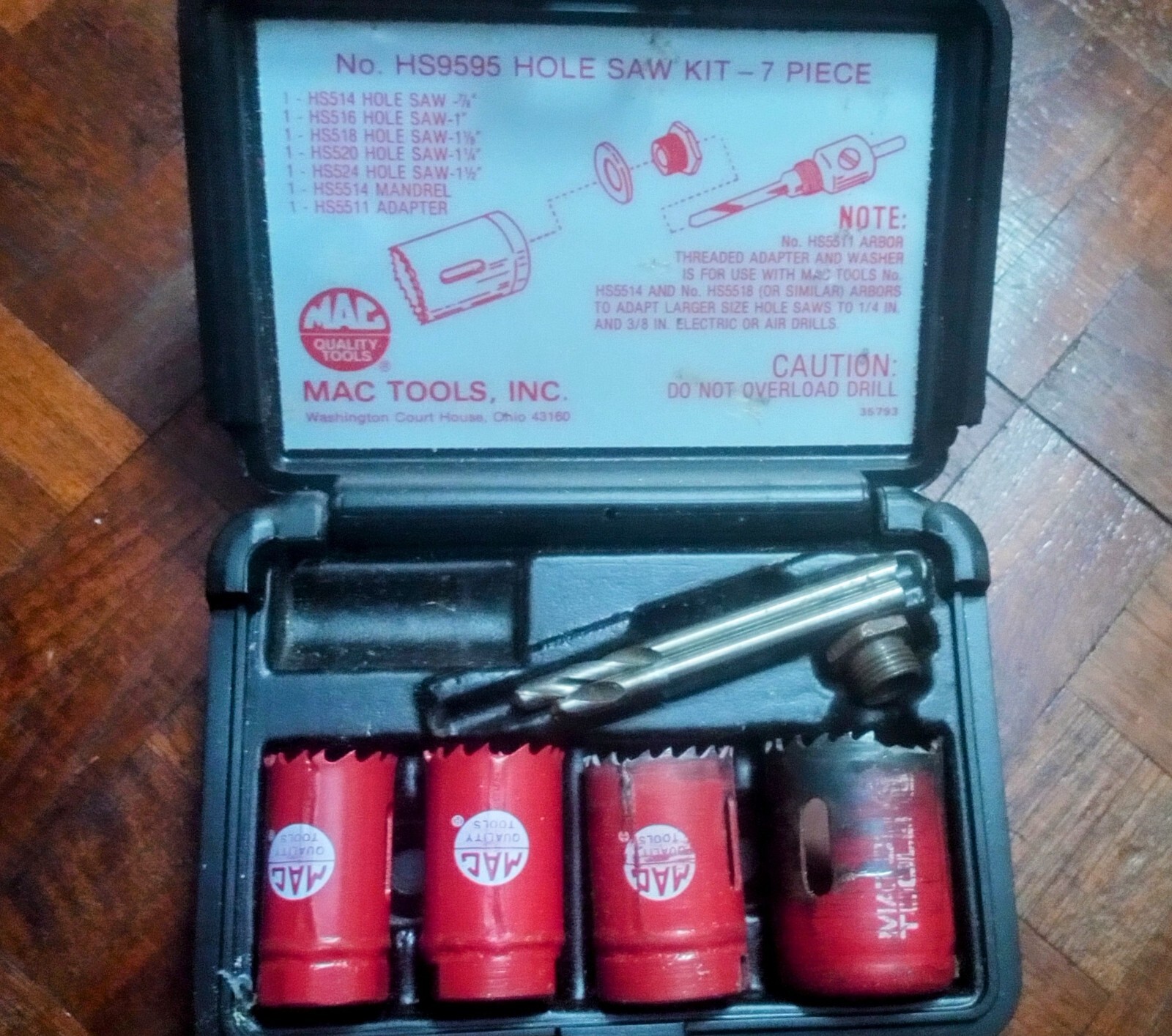 mac tools hs9595 7 piece hole saw kit