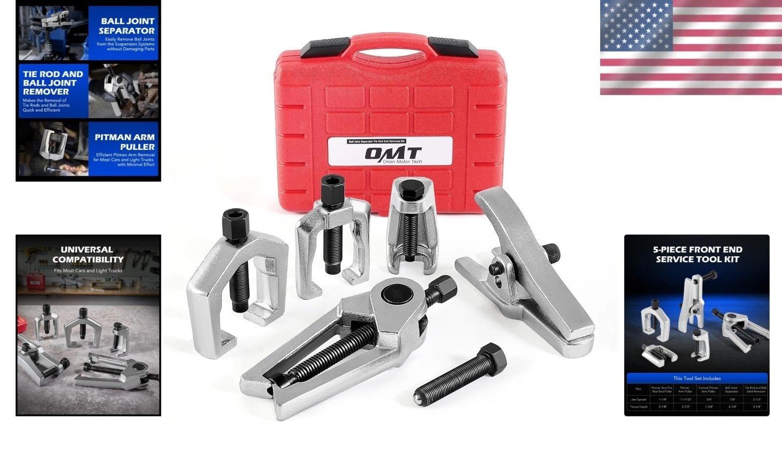 OMT 5-in-1 Pitman Arm Puller & Tie Rod End Tool Set – Ultimate Mechanic’s Kit