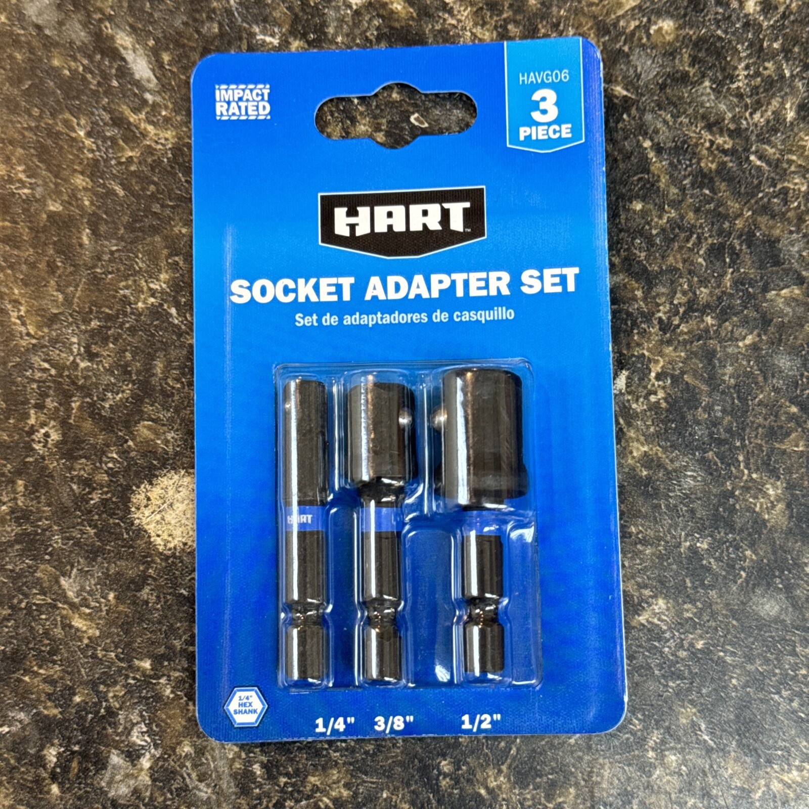 3-Piece Socket Adapter Set, 1/4-inch, 3/8-inch, 1/2-inch. Hart Brand