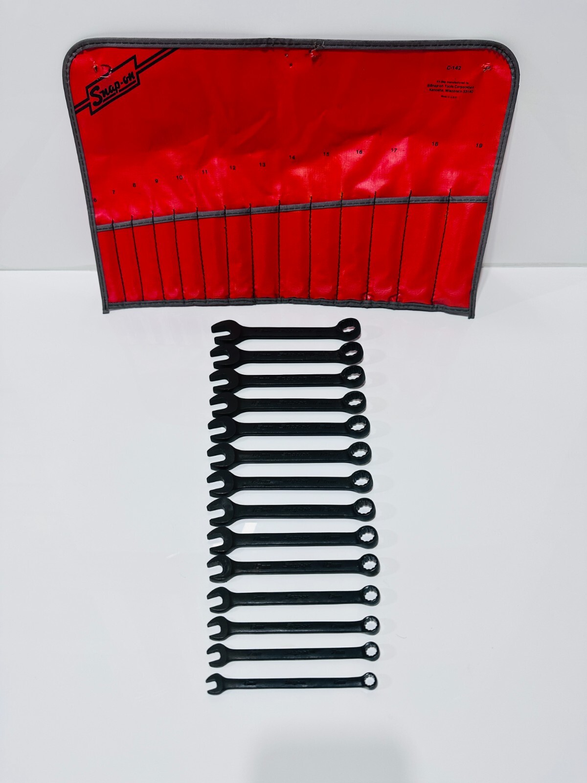 Snap-On USA 14pc Metric GOEXM Industrial Short Combination Wrench Set – 6mm-19mm