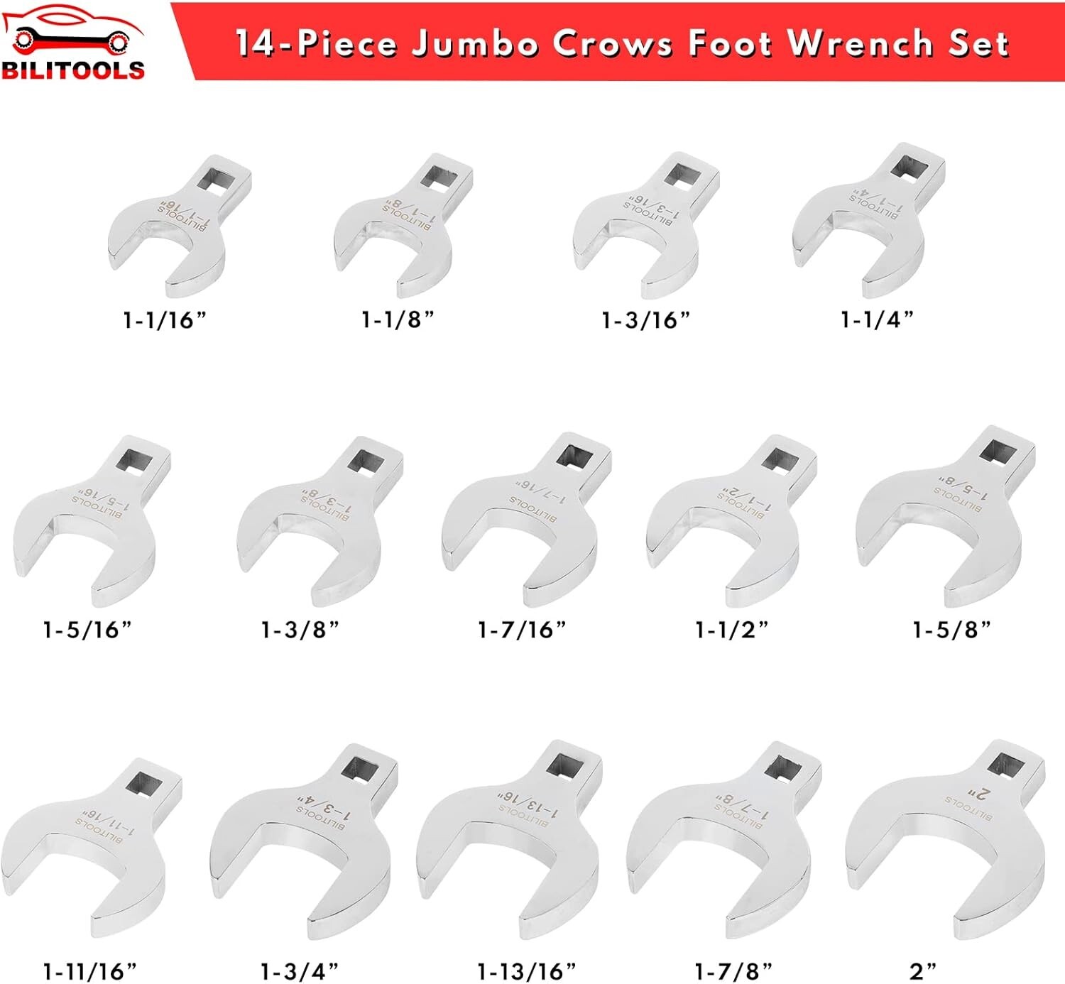 14-Piece Jumbo Crowfoot Wrench Set for Tight Spaces & Corrosion Resistance^