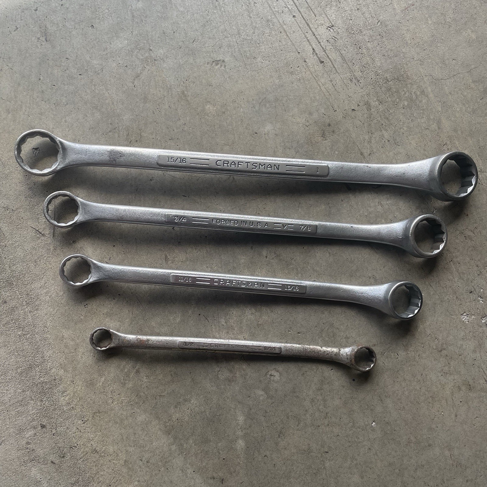 Vintage Craftsman 4pc 12 point SAE Double Offset Box End Wrench Set USA Made =V=