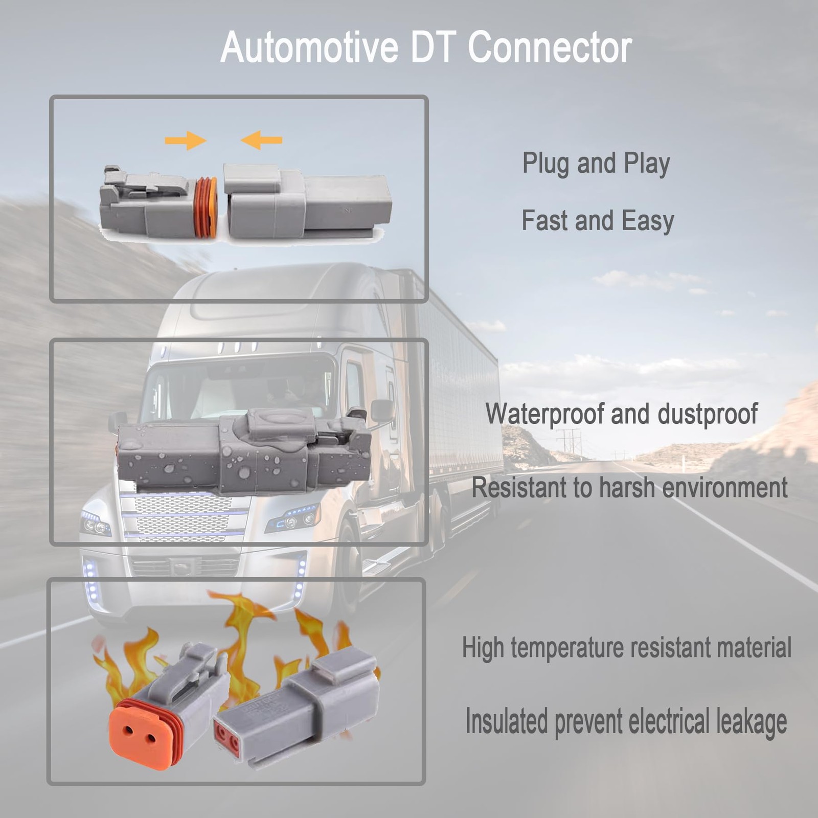 GUIRUIMOON Deutsch DT 2 Pin Connector Kit, Waterproof Male 2 gray