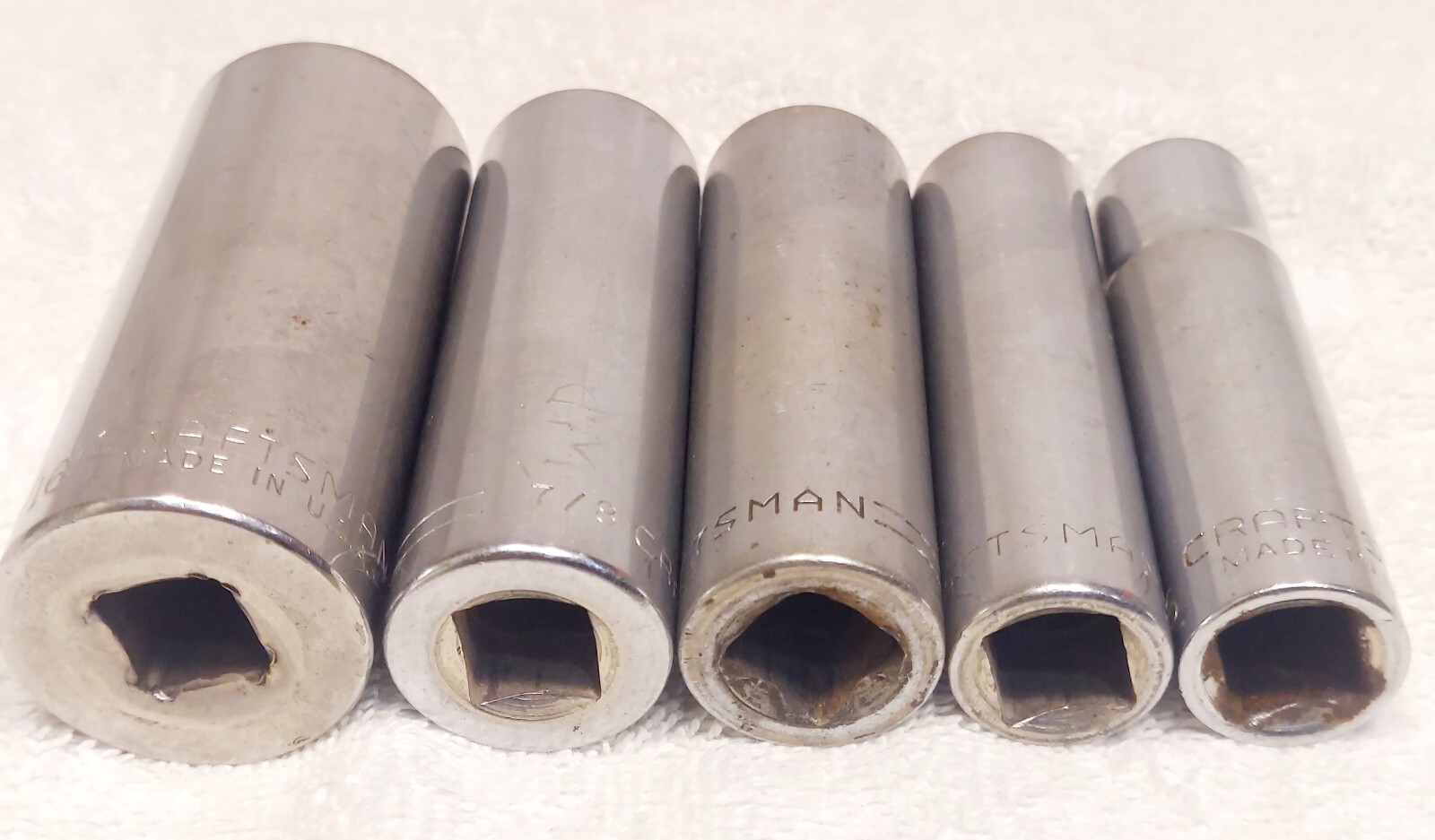 CRAFTSMAN 1/2″ DEEP WELL SOCKETS Vintage Lot Of 5